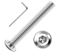 Valorada 20Pcs M8 Bolts, M8 x 50mm Flat Head Hex Socket Screws, 304 Stainless Steel Furniture Bolts, Full Thread Machine Screws with Hex Key