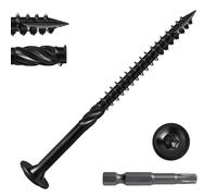Valorada 20Pcs Wood Screws 6.3 x 125mm, Decking Screw, Black Wood Screws, Heavy Duty Construction Structural Screw, Rust Resistant, Washer Head, Star Drive with Bit