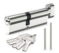 Valorada 45/55T Euro Cylinder Door Lock (100mm), Thumb Turn Barrel Lock, UPVC Door Lock with 5Pcs Keys, Nickel Plated Finish, Anti-Pick, Anti-Bump for UPVC, Wooden Doors, Composite Doors