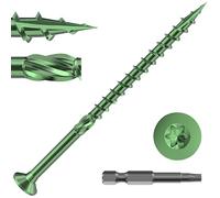 Valorada 50Pcs Decking Screws 4.8 x 75mm, Wood Screws, Outdoor Heavy-Duty Screw, Torx Drive, Green Rust Resistant Epoxy Coated with T25 Star Drive Bit