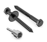 Valorada 8Pcs M10 x 100mm Coach Screws, Heavy Duty Lag Bolts 304 Stainless Steel, 100mm Wood Screws, Hex Head Partial Thread Black Oxide, with Washers and Hex Socket Drill Bit