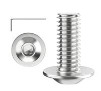Valorada M4 Bolts, M4 x 10mm Flanged Button Head Socket Cap Screw Bolts, Allen Socket Drive, Stainless Steel 304, Full Thread, with Hex Spanner, Pack of 20