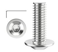 Valorada M4 Bolts, M4 x 12mm Flanged Button Head Socket Cap Screw Bolts, Allen Socket Drive, Stainless Steel 304, Full Thread, with Hex Spanner, Pack of 20