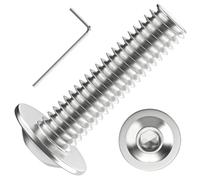 Valorada M4 Bolts, M4 x 16mm Flanged Button Head Socket Cap Screw Bolts, Allen Socket Drive, Stainless Steel 304, Full Thread, with Hex Spanner, Pack of 20