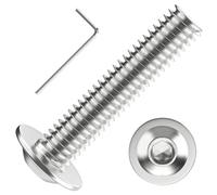 Valorada M4 Bolts, M4 x 20mm Flanged Button Head Socket Cap Screw Bolts, Allen Socket Drive, Stainless Steel 304, Full Thread, with Hex Spanner, Pack of 20