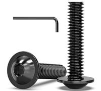 Valorada M8 Bolts, M8 x 35mm Flanged Button Head Screws Allen Socket Bolts Stainless Steel 304 Black Finish with Hex Spanner Pack of 10