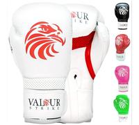 Valour Strike Boxing Gloves for Men Women Ladies Juniors | Set in Ounce 16oz 14oz 12oz 10oz 8oz for Pro Sparring Kickboxing MMA Muay Thai or Boxercise Training Workout | White Paw™