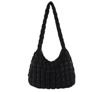 VALOZENC Puffer Tote Bag Quilted Tote Bag for Women Hobo Handbags Puff Purse Quilted Carryall Bag Soft Puffy Crossbody Bag, Black