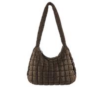 VALOZENC Puffer Tote Bag Quilted Tote Bag for Women Hobo Handbags Puff Purse Quilted Carryall Bag Soft Puffy Crossbody Bag, Brown