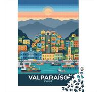 Valparaiso Chile Cityscape Poster 1000 Piece Jigsaw Puzzle, Famous Building Scenic Print, Thick Cardboard Pieces, Decorative Artwork for Home Décor Fans, 52x38cm/1000pcs