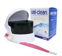 Valplast Flexible Denture Care Package ~ 12 Months Val-Clean Sachets, Sonic Cleaner, Silicone Brush (Pink Brush)
