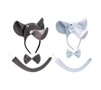 Valqerth Elephant Costume Accessory Kit - Headband, Bow Tie & Tail Set 3Pcs | Cute Animal Fancy Dress Props for Halloween, Cosplay, School Play, Carnival, Stage Performance - Adjustable, for Adults