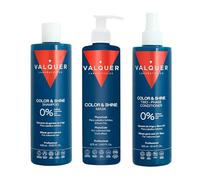 Valquer Color & Shine Enhancing Pack for Dyed Hair Hydrates and Revitalises. 0% Formula Shampoo 400 ml, Hair Mask 275 ml and Leave-in Conditioner 300 ml with Wheat Germ Extract. Vegan