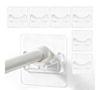 Valquzar 6-Piece Adhesive Wall Mounted Shower Poles Extendable No Drill,Not Include Shower Curtain Rod，Strong Stick-on Bathroom Accessories，Shower Pole Holder(Rod Not Included)