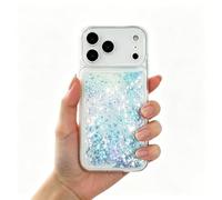 VALRION Compatible with iPhone 17 Pro Bling Case Glow in The Dark Sparkle Flowing Quicksand Light up Case Women Girls Girly Soft TPU Bumper Shockproof Translucent Phone Cover, Blue