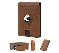 VALTESSA Airtag Wallet for Men, 2 IN 1 Pop Up Card Case RFID Blocking Smart Wallet, Detachable MagSafe Minimalist Bifold Wallets with 10 Cards Capacitiy | ID Window | Money Clip, Brown, 5 x 2 x 0.4