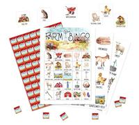 Valucise Farm Bingo Game Cards - Adults' Farm Animal Bingo Birthday Party Decor Favors