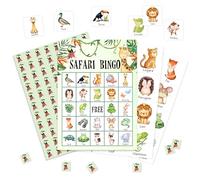 valucise Safari Jungle Bingo Game Cards, Jungle Animals Bingo Games for Adults, Tropical Bingo Cards Supplies, Palm Leaves Birthday Party Decor Favors, Card Gifts for Friends Family Holiday, 06