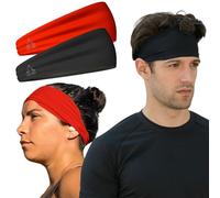 Value 2-Pack, Mens Headband - Guys Sweatband & Sports Headbands Moisture Wicking Workout Sweatbands for Running, Cross Training, Skiing and bike helmet friendly - Value Pack 1-Black & 1-Red Sweatband