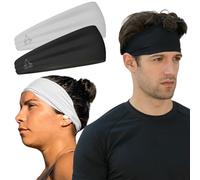 Value 2-Pack, Mens Headband - Guys Sweatband & Sports Headbands Moisture Wicking Workout Sweatbands for Running, CrossTrain, Skiing and bike helmet friendly - Value Pack - 1-Black & 1-White Sweatbands