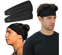 Value 2-Pack, Mens Headband - Guys Sweatband & Sports Headbands Moisture Wicking Workout Sweatbands for Running, Cross-Train, Skiing and bike helmet friendly - Value Pack - 2-Black Sweatbands - 2 Pack