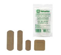 Value Aid 20 x Assorted Fabric Plasters - Fabric First Aid Plasters for Cuts and Grazes - Latex Free Hypoallergenic - Individually Wrapped - Assorted Sizes for First Aid Kits