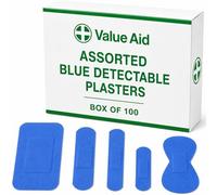 Value Aid Blue Detectable Plasters - Box of 100 Assorted Plasters