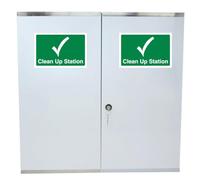 Value Aid Double Door Clean Up Kit Cabinet (Empty) - Wall-Mountable Storage for Body Fluid Disposal Kits with Fixings Included
