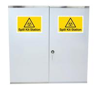 Value Aid Double Door Spill Kit Cabinet (Empty) - Wall-Mountable Storage for Body Fluid and Spill Response Kits with Fixings Included
