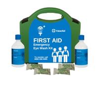 Value Aid Emergency Eye Wash Kit, 2 x 500 ml Sterile Saline Eyewash and 4 x Sterile Eye Dressings
