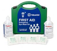Value Aid Emergency Eye Wash Kit 2 x 500ml 0.9% Saline & 4 x Eye Dressings
