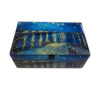 Value Arts Vincent Van Gogh Keepsake Box, Starry Night at the Rhone Jewelry & Trinkets Beveled Glass, Lined, Hinged Lid