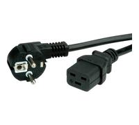 Value 19.99.1552 Cable 2m Black IEC320 C19 Socket Earthing Contact...