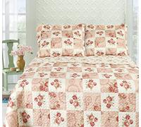 Value Comfort Home Foral Patchwork Vintage Country Cottage Style Bedspread Coverlet Quilt Bed Throw Including Pillow Shams Covers (Colorado)