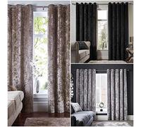 Value Comfort Home Luxury CRUSHED VELVET Eyelet Ring Top Fully-Lined Curtains With Tie-Backs | Size & Colour Options Charcoal 66x72