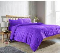 Value Comfort Home Super Soft TEDDY BEAR Fur Sherpa Fleece Winter Warm Duvet Quilt Cover & Pillowcase/s Bedding Bed Linen Set | Choice of 11 Colours Super King, Aubergine