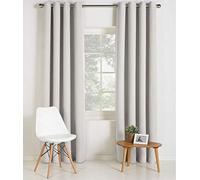 Value Comfort Home Thermal BLACKOUT Light & Noise Insulation Eyelet Ring Top Fully-Lined Curtains With Tie-Backs | Size & Colour Options cream 90x90