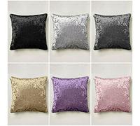 Value Comfort Home Variations - Set of 2- Velvet Cushions 18" x 18" Large Luxury Crushed Velvet + Hollowfibre Filled Pad Purple (2)