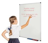 Value Dry-Wipe Whiteboard | 900 x 600 mm | Non-Magnetic Double-Sided Low Glare Surface | Feint Grid Supports Writing - Ideal for Students, School, Office, Healthcare