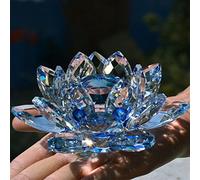 Value for Money Products Crystal Lotus Flower Bouquet Large Size Craft Home Decoration Birthday Wedding Gift Crystal Glass Blue