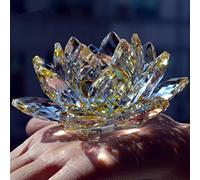 Value for Money Products Crystal Lotus Flower Bouquet Large Size Craft Home Decoration Birthday Wedding Gift Crystal Glass Yellow