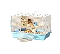 Value Hamster Cage Set - Comes with All Essentials: Water Bottle, Exercise Wheel, Food Dish & Cozy Hideout(Blue,A)