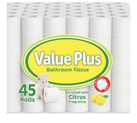 Value Plus 3-Ply Quilted & Embossed Toilet Paper with Citrus | Ultra Soft, Strong & Skin Kind | Premium Bathroom Tissue | 100% Virgin Pulp | Bulk Pack 45 Loo Rolls