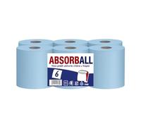 Value Plus AbsorbAll Blue Centrefeed Paper Rolls, 2-Ply Quilted & Embossed - Super Absorbent & Extra Strong, 6-Roll Pack for Kitchen, Garage, Restaurant & Commercial Cleaning