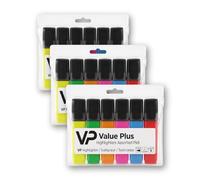 Value Plus Highlighters 18-Pack, Dual Precision Chisel Tip, Assorted Colors | Quick dry, smudge free ink. 1mm-5mm tip. Ideal for school, office, textbooks, and bullet journaling.