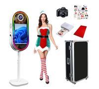 Value Set Magic Mirror Photo Booth Machine for Taking Selfies with Printer and Camera, Ellipse DSLR Photo Booth with 21.5'' Touch Screen & Foto box,Wedding Events (White, Full Set)