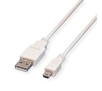 VALUE USB 2.0 Cable Type A - 5 Pin Mini White 3 m