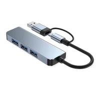 VALUE USB 3.2 Gen1 Metal Hub, 4-Way Type A, (1x USB 3.2Gen1 + 3x USB 2.0), Type A + C Connection Cable