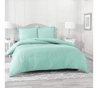 Value Zone Anti-Allergy Plain Duvet Quilt Cover Bedding Set Hotel Quality Luxury Textured Oversized Reversible Quilt UK Sizes Single Double King Super-King (King, Mint Green)