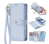 VALUEAGLE Compatible with iPhone 17 case Wallet for Women, Compatible with iPhone 17 Case Wallet Magsafe, i Phone 17 Wallet Case Detachable, Multiple Slots (Blue, for i Phone 17)